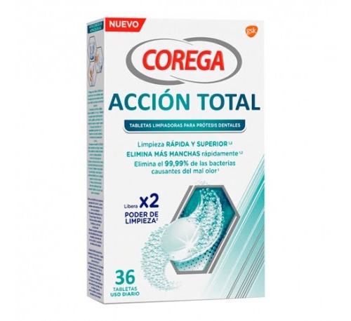 Corega accion total limpiador - limpieza protesis dental (36 tabletas)