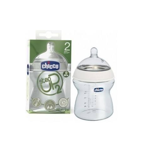 Biberon plastico pp t silicona - chicco step up 2 0% bisfenol boca ancha flujo normal (2 m+ 150 ml)