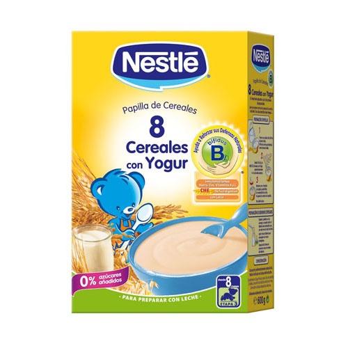 Nestle papilla 8 cereales con yogur (600 g)