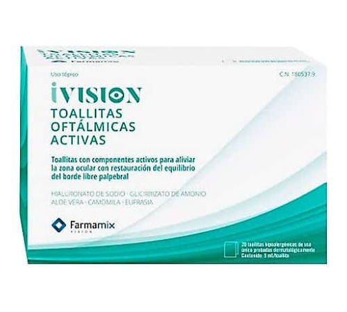 Ivision toallitas oftalmicas activas (20 toallitas)