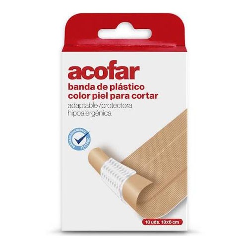 Acofar resistente al agua banda - aposito adhesivo (plastico c piel 10 x 6 cm 10 u)