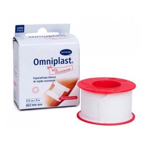 Esparadrapo hipoalergico - omniplast tejido resistente (1 unidad 5 m x 2,5 cm color blanco)